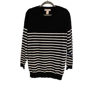 Emma’s Expressions Sweater Women’s XL Black & White Striped Boho City Preppy